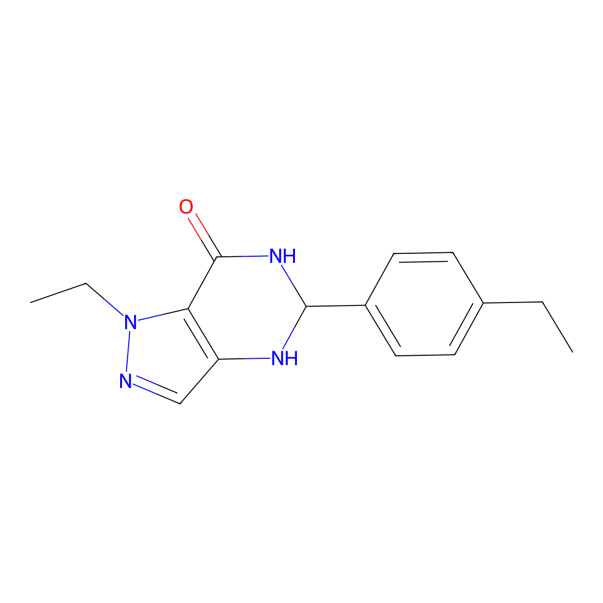 1-ethyl-5-(4-ethylphenyl)-5,6-dihydro-4H-pyrazolo[4,3-d]pyrimidin-7-one molecular structure, CAS 588688-04-4