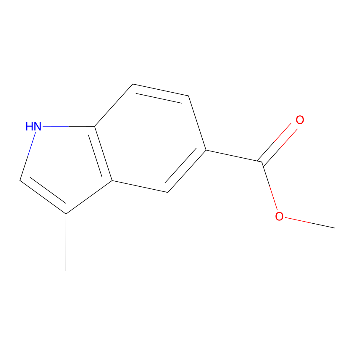 Methyl 3-methyl-1H-indole-5-carboxylate molecular structure, CAS 588688-33-9