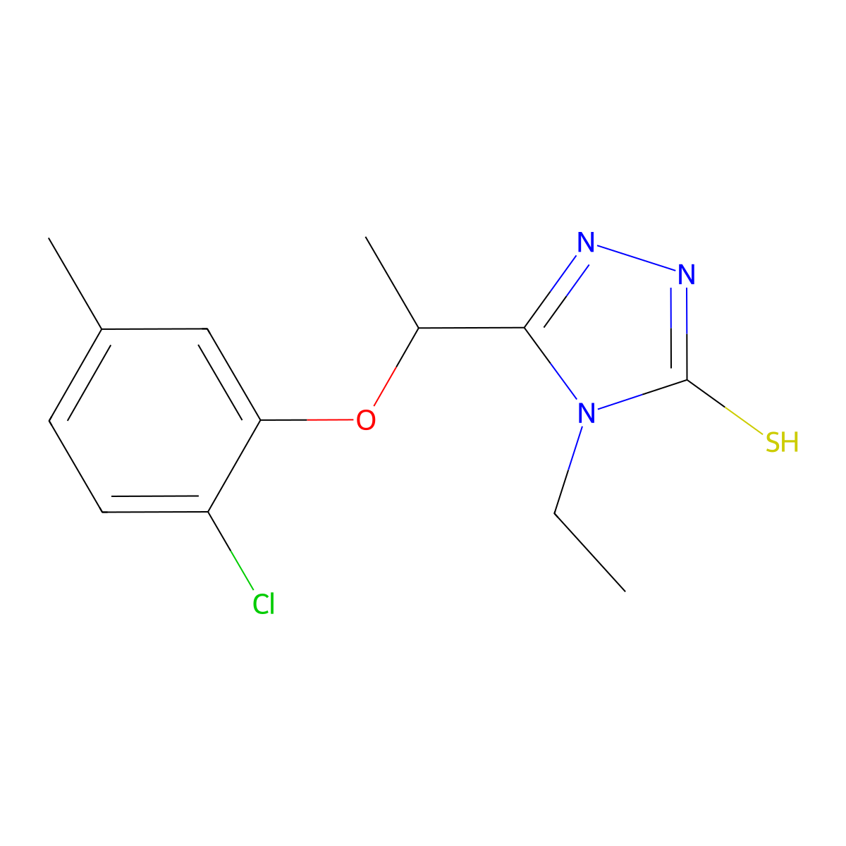 5-[1-(2-chloro-5-methylphenoxy)ethyl]-4-ethyl-4H-1,2,4-triazole-3-thiol molecular structure, CAS 588692-06-2