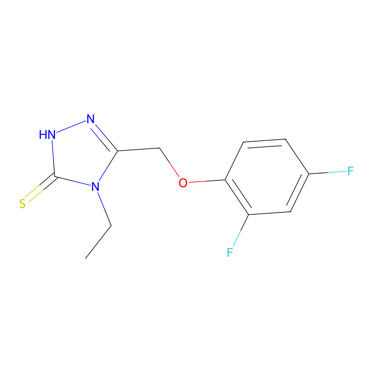 3-[(2,4-difluorophenoxy)methyl]-4-ethyl-1H-1,2,4-triazole-5-thione molecular structure, CAS 588692-12-0