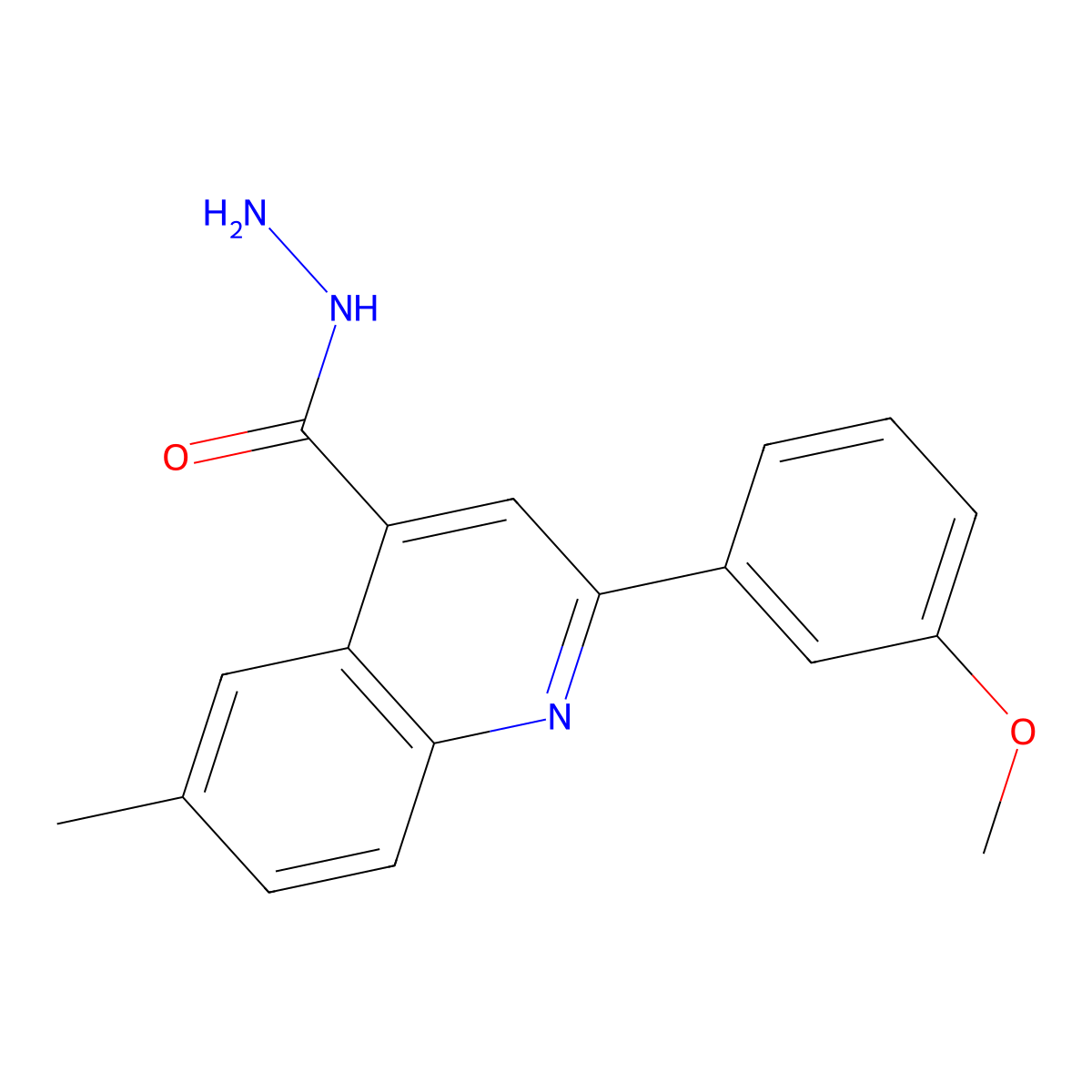 2-(3-Methoxyphenyl)-6-methylquinoline-4-carbohydrazide molecular structure, CAS 588692-18-6