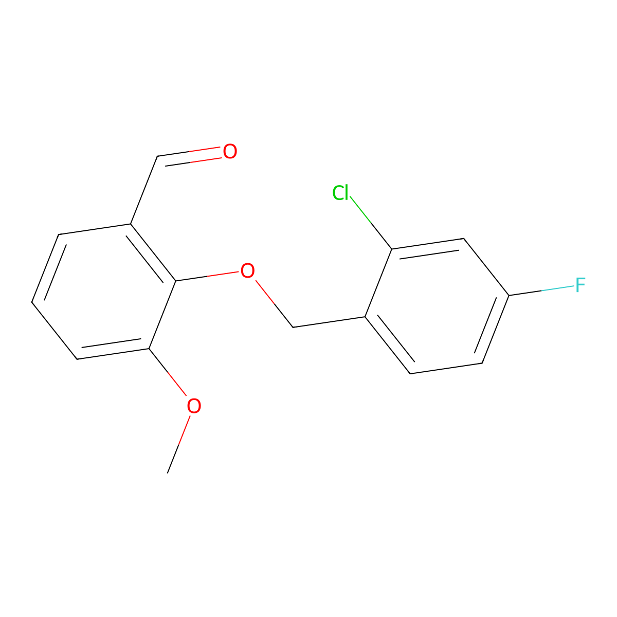 2-[(2-Chloro-4-fluorophenyl)methoxy]-3-methoxybenzaldehyde molecular structure, CAS 588692-21-1