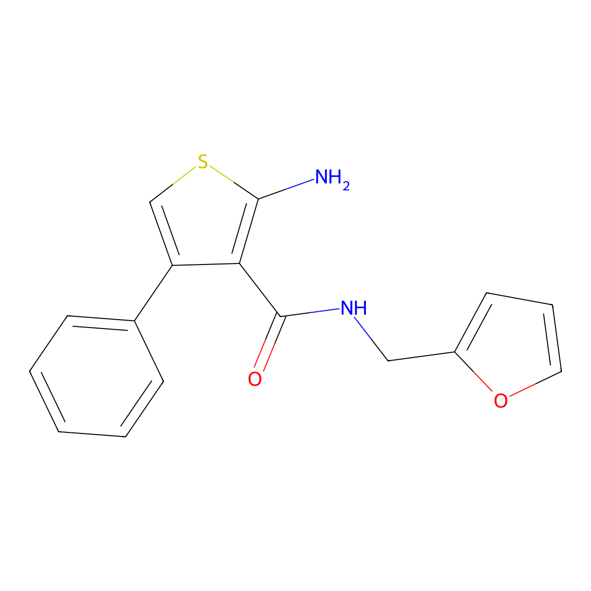 2-amino-N-(2-furylmethyl)-4-phenylthiophene-3-carboxamide molecular structure, CAS 588692-36-8