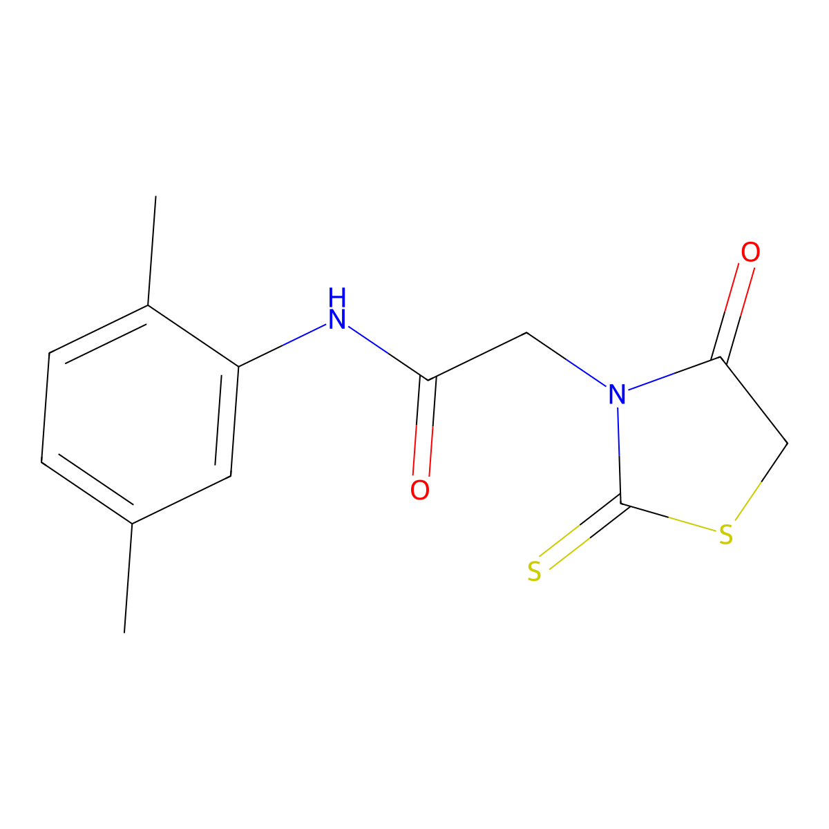 N-(2,5-dimethylphenyl)-2-(4-oxo-2-sulfanylidene-1,3-thiazolidin-3-yl)acetamide molecular structure, CAS 588693-10-1