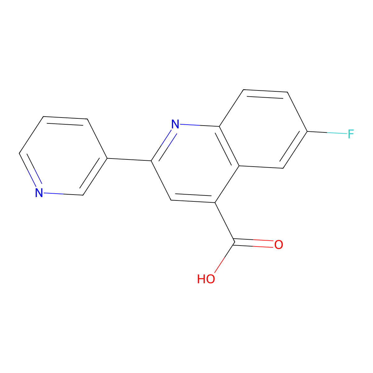 6-Fluoro-2-(pyridin-3-yl)quinoline-4-carboxylic acid molecular structure, CAS 588693-13-4