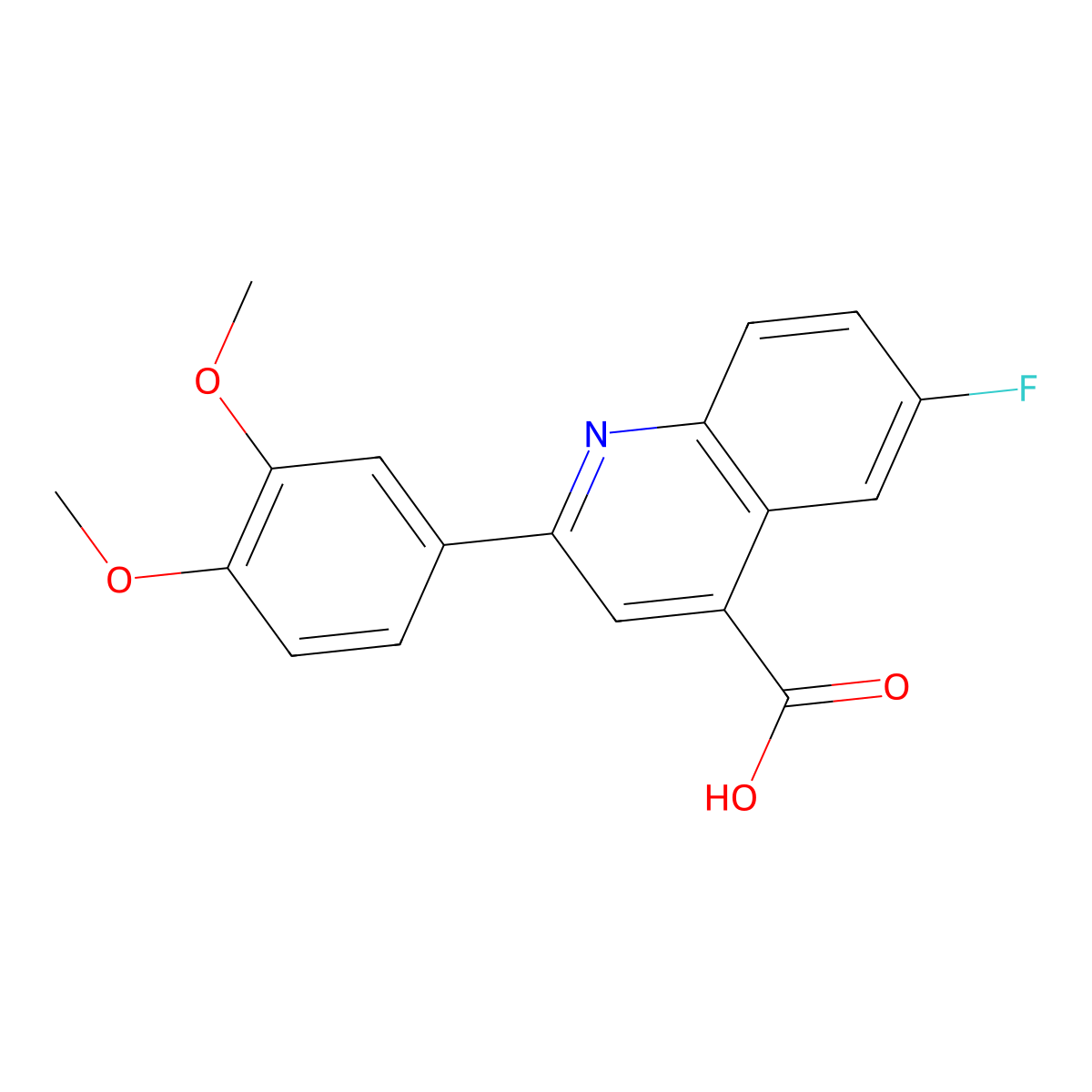 2-(3,4-Dimethoxyphenyl)-6-fluoroquinoline-4-carboxylic acid molecular structure, CAS 588693-15-6