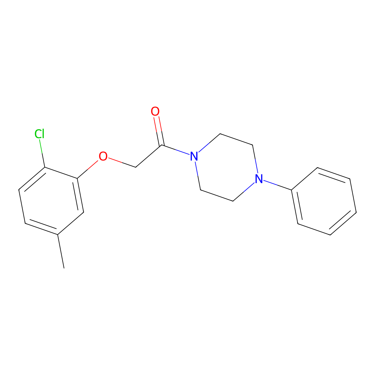 2-(2-Chloro-5-methylphenoxy)-1-(4-phenylpiperazin-1-yl)ethanone molecular structure, CAS 588693-50-9