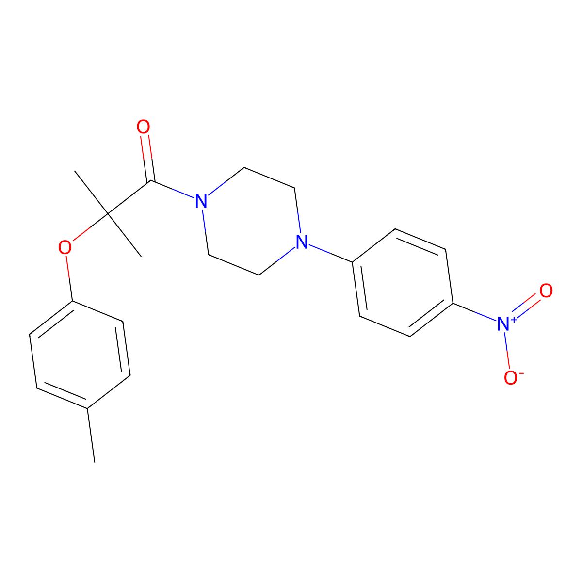 2-Methyl-2-(4-methylphenoxy)-1-[4-(4-nitrophenyl)piperazin-1-yl]propan-1-one molecular structure, CAS 588694-13-7
