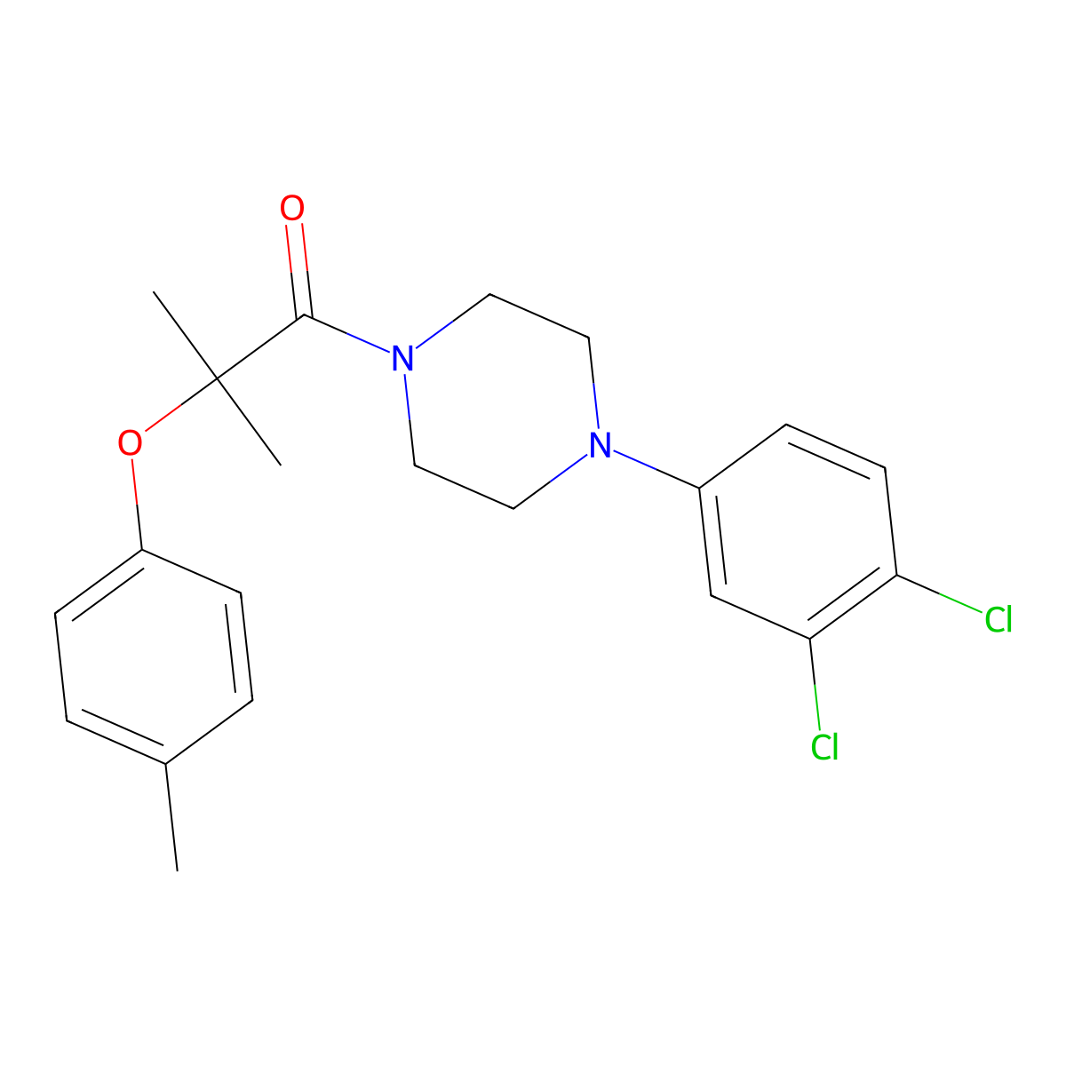 1-[4-(3,4-Dichlorophenyl)piperazin-1-yl]-2-methyl-2-(4-methylphenoxy)propan-1-one molecular structure, CAS 588694-17-1