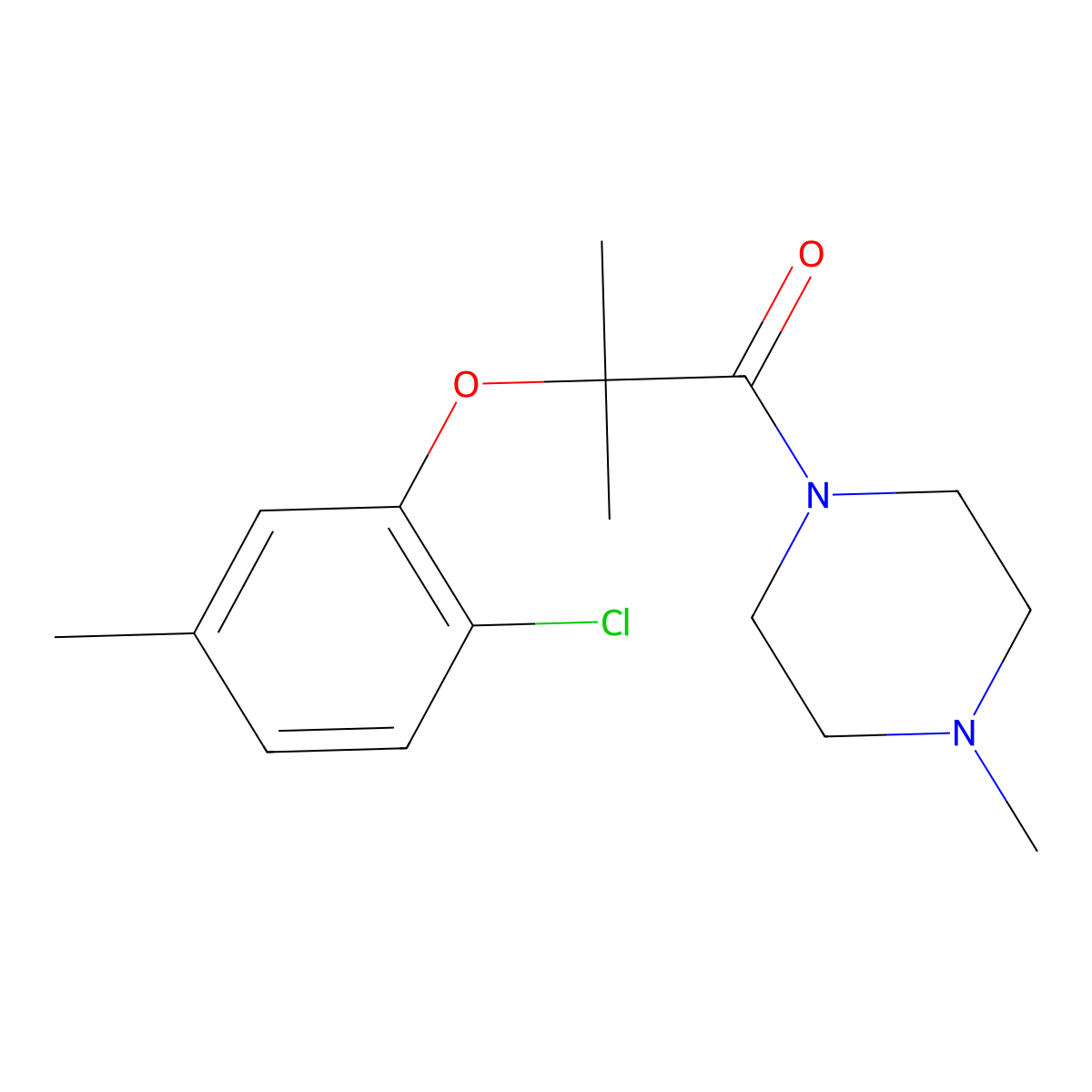 2-(2-Chloro-5-methylphenoxy)-2-methyl-1-(4-methylpiperazin-1-yl)propan-1-one molecular structure, CAS 588694-19-3