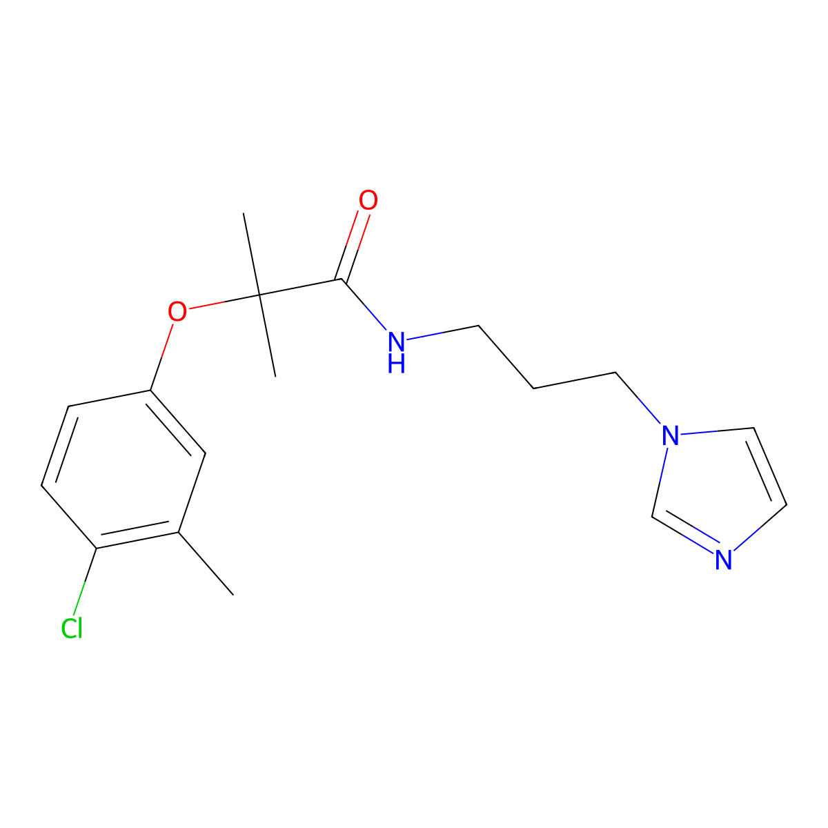 2-(4-chloro-3-methylphenoxy)-N-(3-imidazol-1-ylpropyl)-2-methylpropanamide molecular structure, CAS 588694-57-9