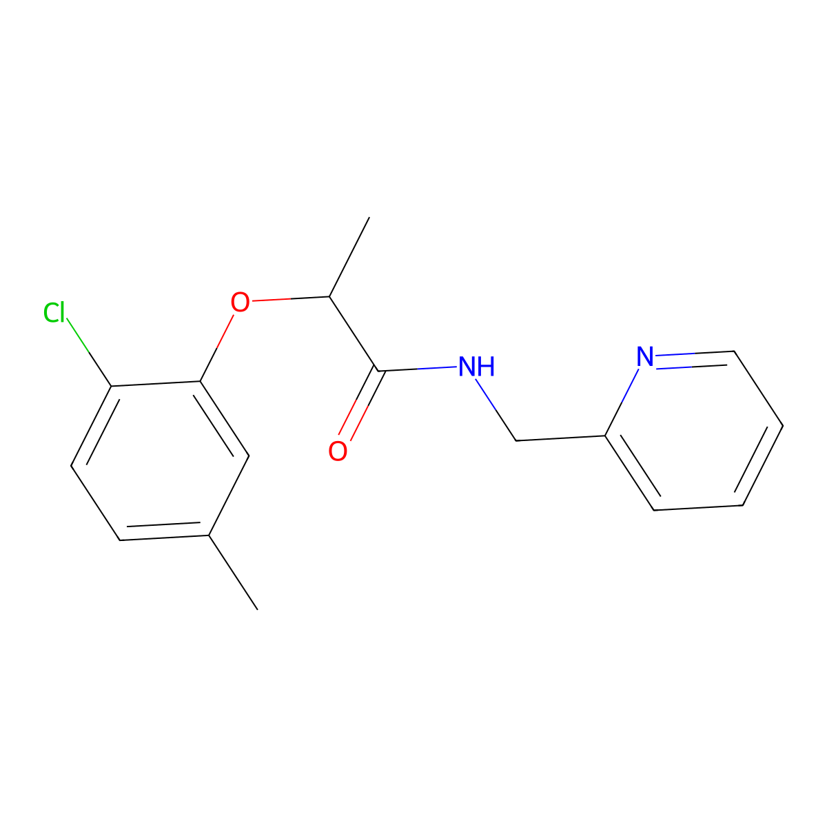 2-(2-chloro-5-methylphenoxy)-N-(pyridin-2-ylmethyl)propanamide molecular structure, CAS 588694-80-8