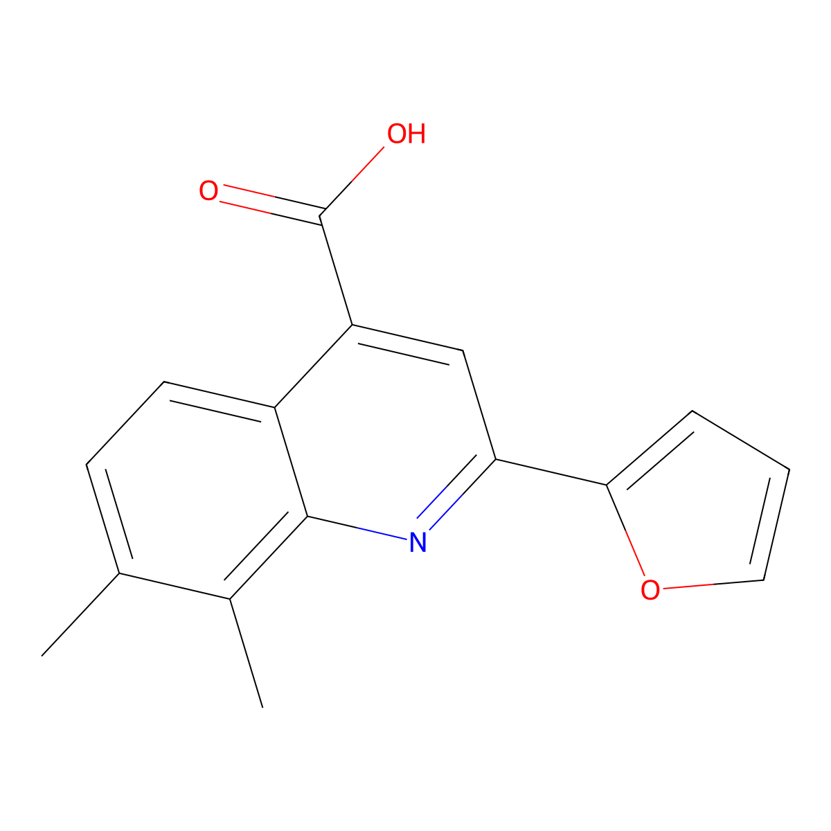 2-(2-Furyl)-7,8-dimethylquinoline-4-carboxylic acid molecular structure, CAS 588695-31-2