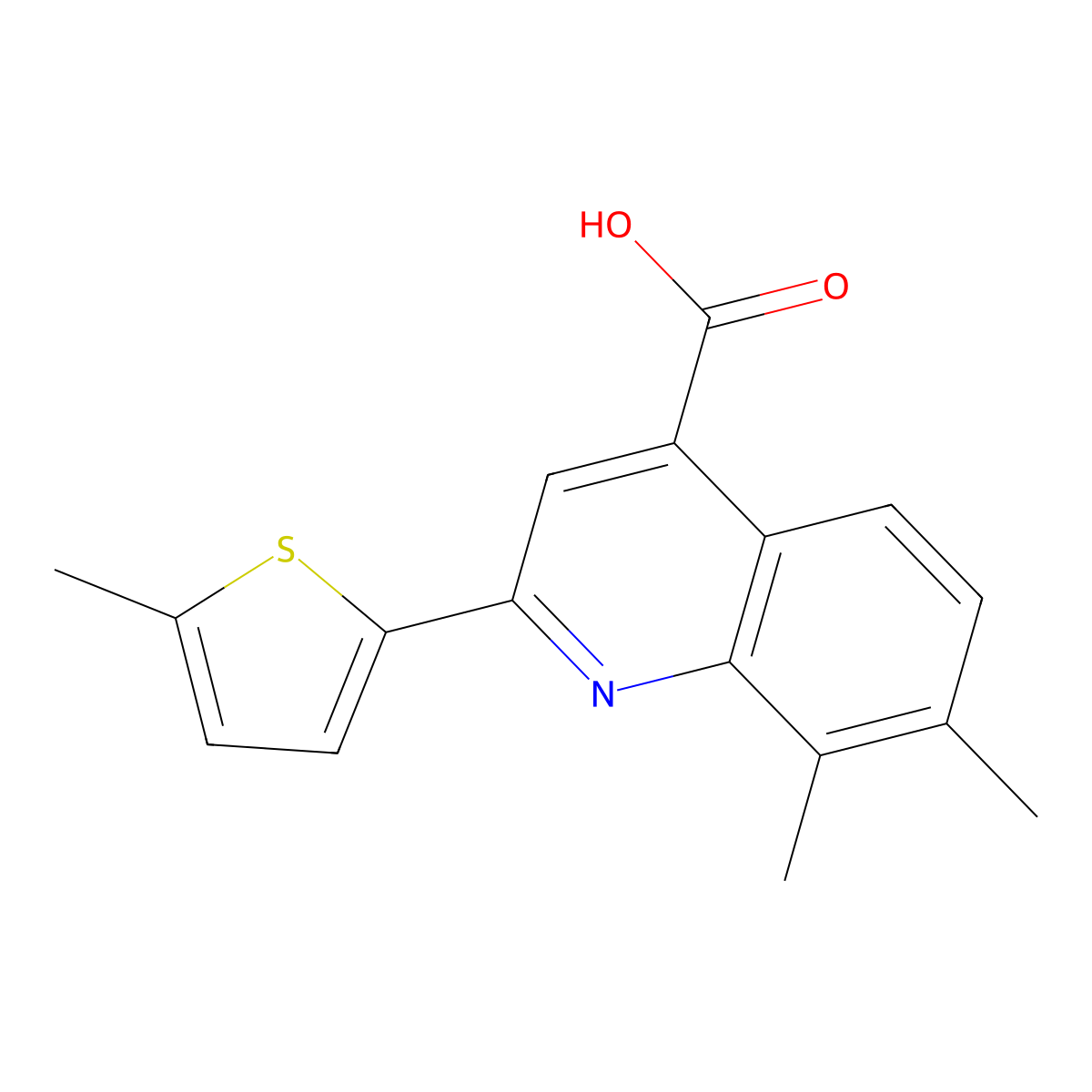 7,8-Dimethyl-2-(5-methylthiophen-2-yl)quinoline-4-carboxylic acid molecular structure, CAS 588695-34-5