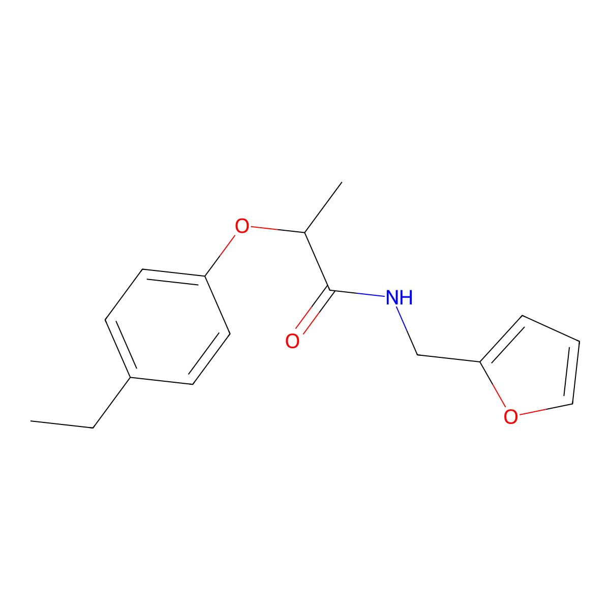 2-(4-ethylphenoxy)-N-(2-furylmethyl)propanamide molecular structure, CAS 588695-39-0