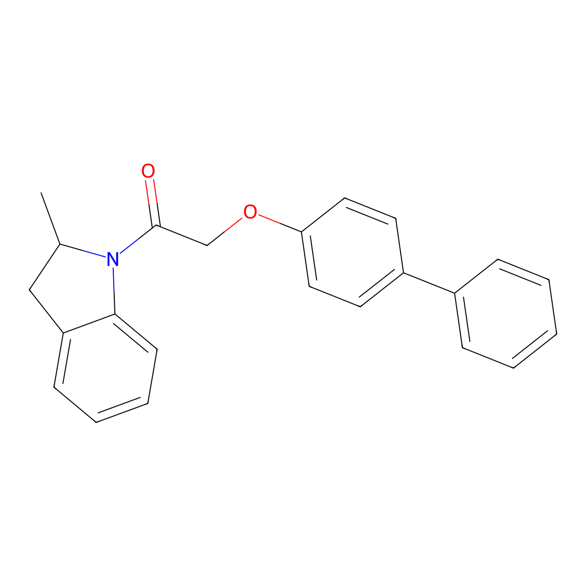 1-(2-Methyl-2,3-dihydroindol-1-yl)-2-(4-phenylphenoxy)ethanone molecular structure, CAS 588695-41-4