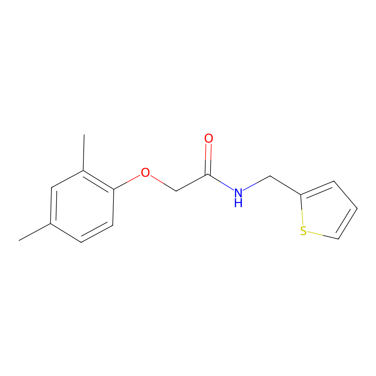 2-(2,4-dimethylphenoxy)-N-(thiophen-2-ylmethyl)acetamide molecular structure, CAS 588695-46-9