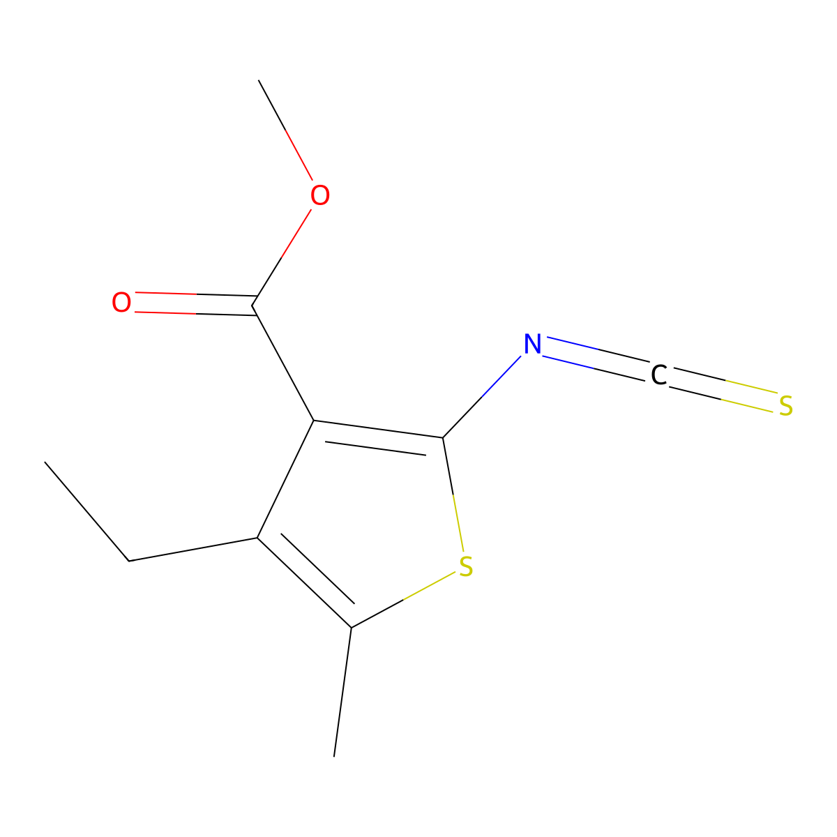 Methyl 4-ethyl-2-isothiocyanato-5-methylthiophene-3-carboxylate molecular structure, CAS 588695-55-0