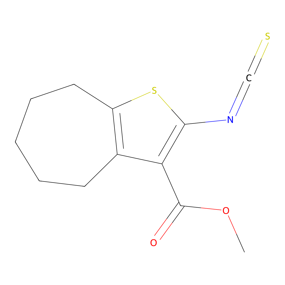 methyl 2-isothiocyanato-5,6,7,8-tetrahydro-4H-cyclohepta[b]thiophene-3-carboxylate molecular structure, CAS 588695-57-2
