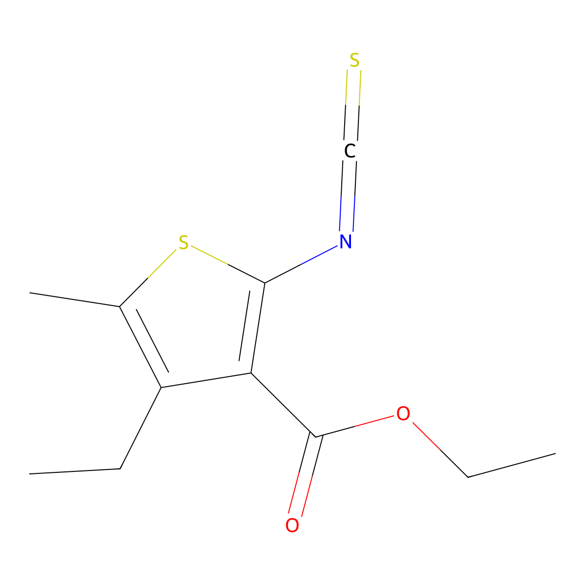 Ethyl 4-ethyl-2-isothiocyanato-5-methylthiophene-3-carboxylate molecular structure, CAS 588695-58-3