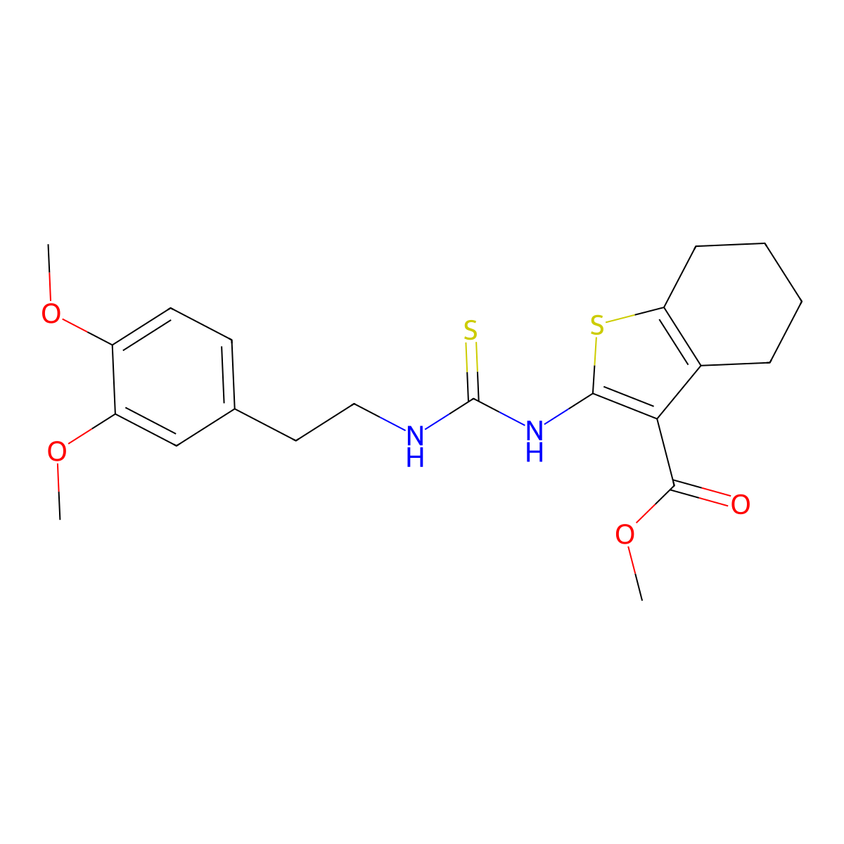 Methyl 2-({[2-(3,4-dimethoxyphenyl)ethyl]carbamothioyl}amino)-4,5,6,7-tetrahydro-1-benzothiophene-3-carboxylate molecular structure, CAS 588695-74-3