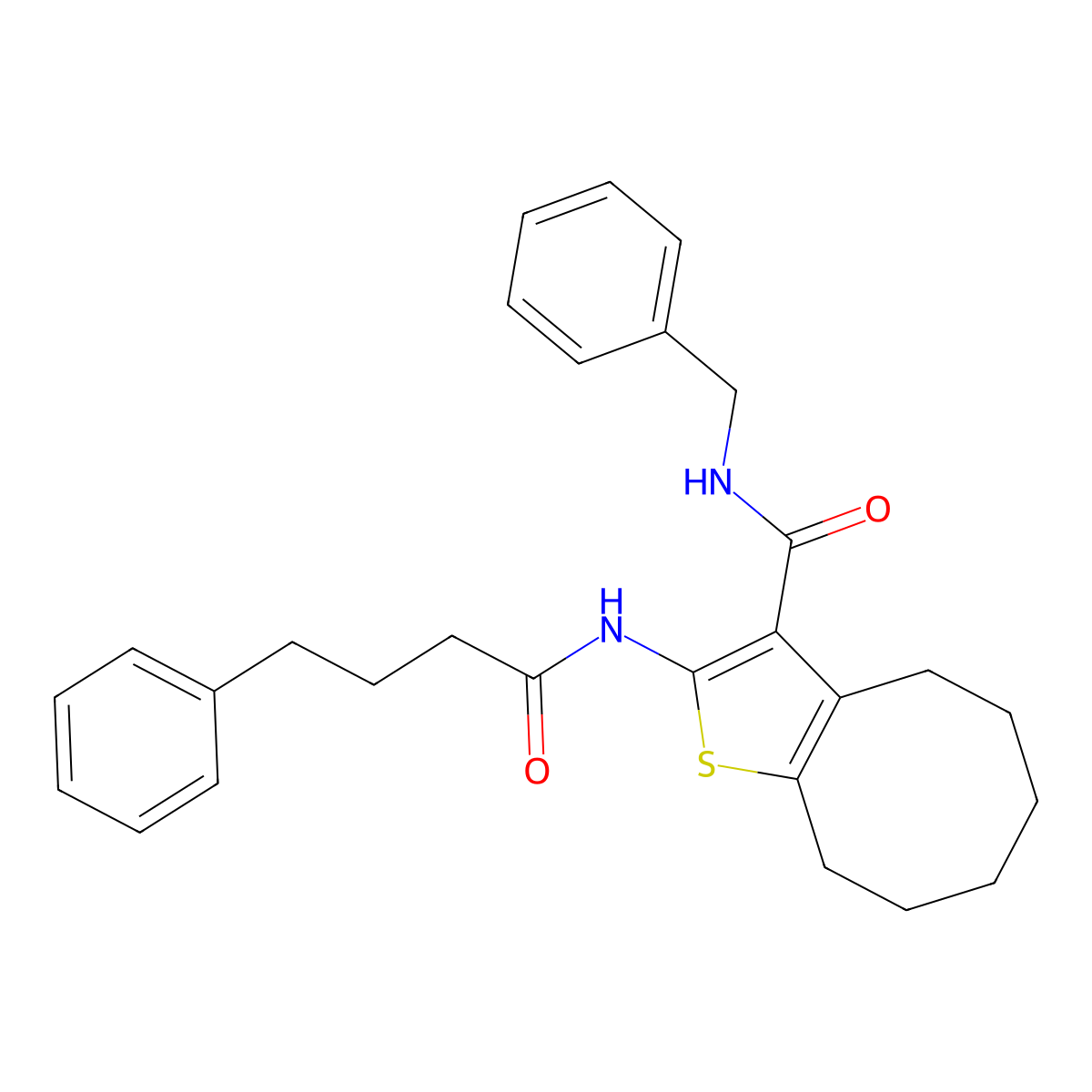N-benzyl-2-(4-phenylbutanoylamino)-4,5,6,7,8,9-hexahydrocycloocta[b]thiophene-3-carboxamide molecular structure, CAS 588695-91-4