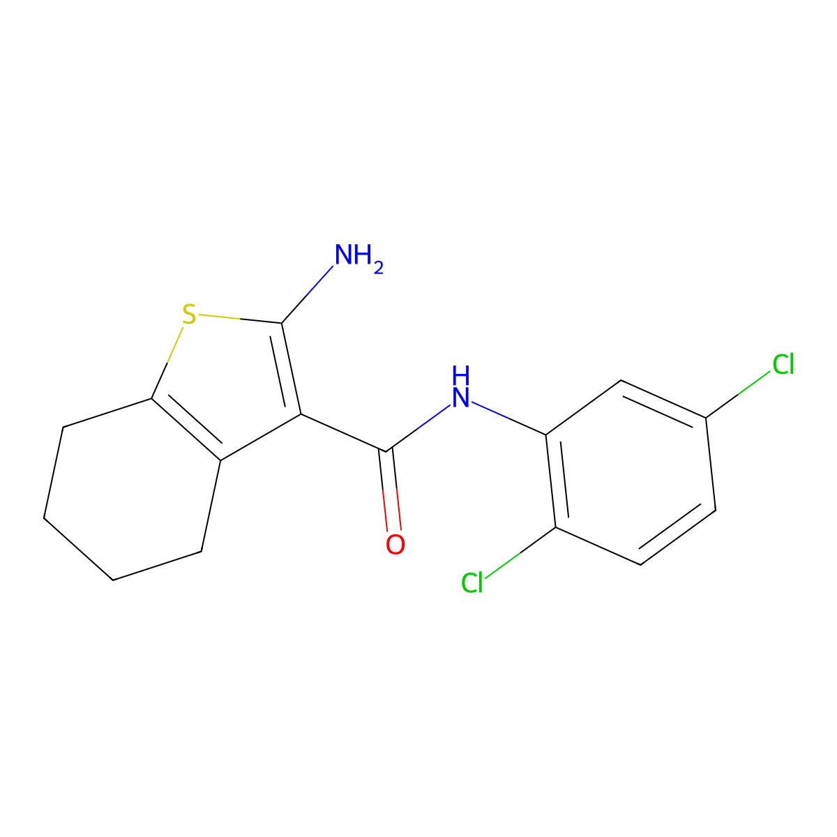 2-amino-N-(2,5-dichlorophenyl)-4,5,6,7-tetrahydro-1-benzothiophene-3-carboxamide molecular structure, CAS 588696-05-3
