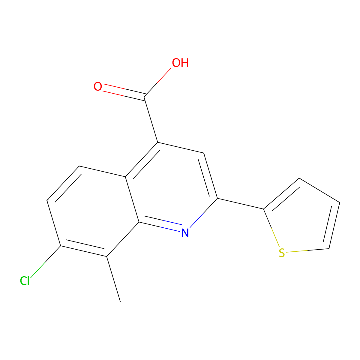 7-Chloro-8-methyl-2-thien-2-ylquinoline-4-carboxylic acid molecular structure, CAS 588696-19-9