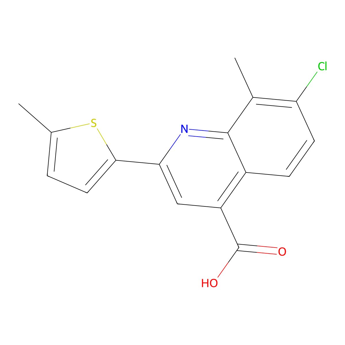 7-Chloro-8-methyl-2-(5-methyl-2-thienyl)-4-quinolinecarboxylic acid molecular structure, CAS 588696-20-2