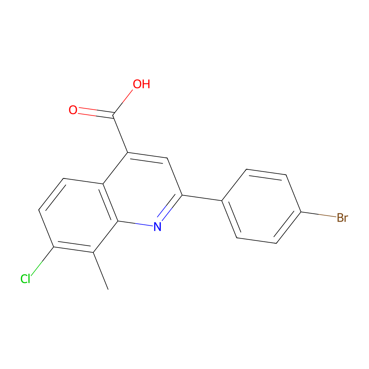 2-(4-Bromophenyl)-7-chloro-8-methyl-4-quinolinecarboxylic acid molecular structure, CAS 588696-21-3