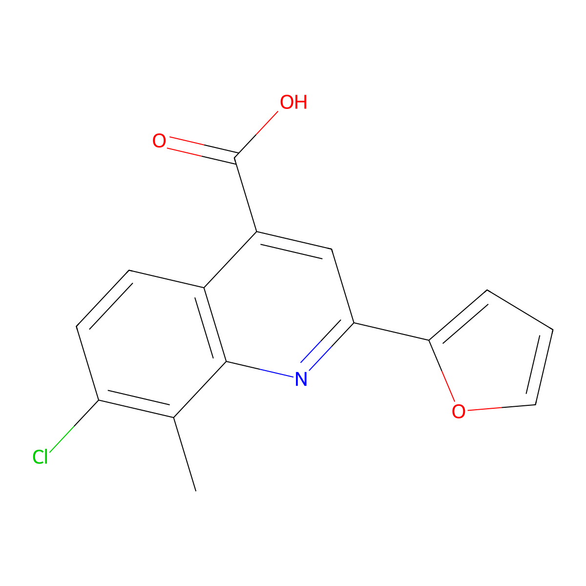 7-Chloro-2-(furan-2-yl)-8-methylquinoline-4-carboxylic acid molecular structure, CAS 588696-22-4