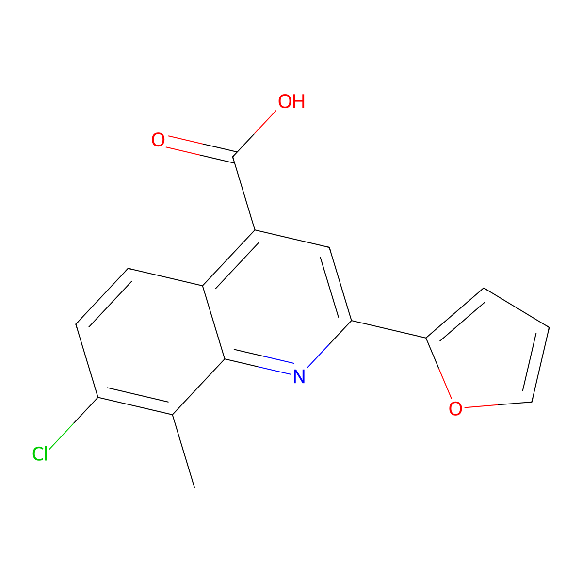 7-Chloro-2-(furan-2-yl)-8-methylquinoline-4-carboxylic acid molecular structure, CAS 588696-22-4