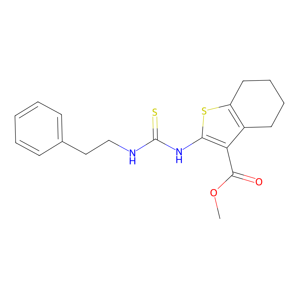 Methyl 4,5,6,7-tetrahydro-2-[[[(2-phenylethyl)amino]thioxomethyl]amino]benzo[b]thiophene-3-carboxylate molecular structure, CAS 588696-79-1