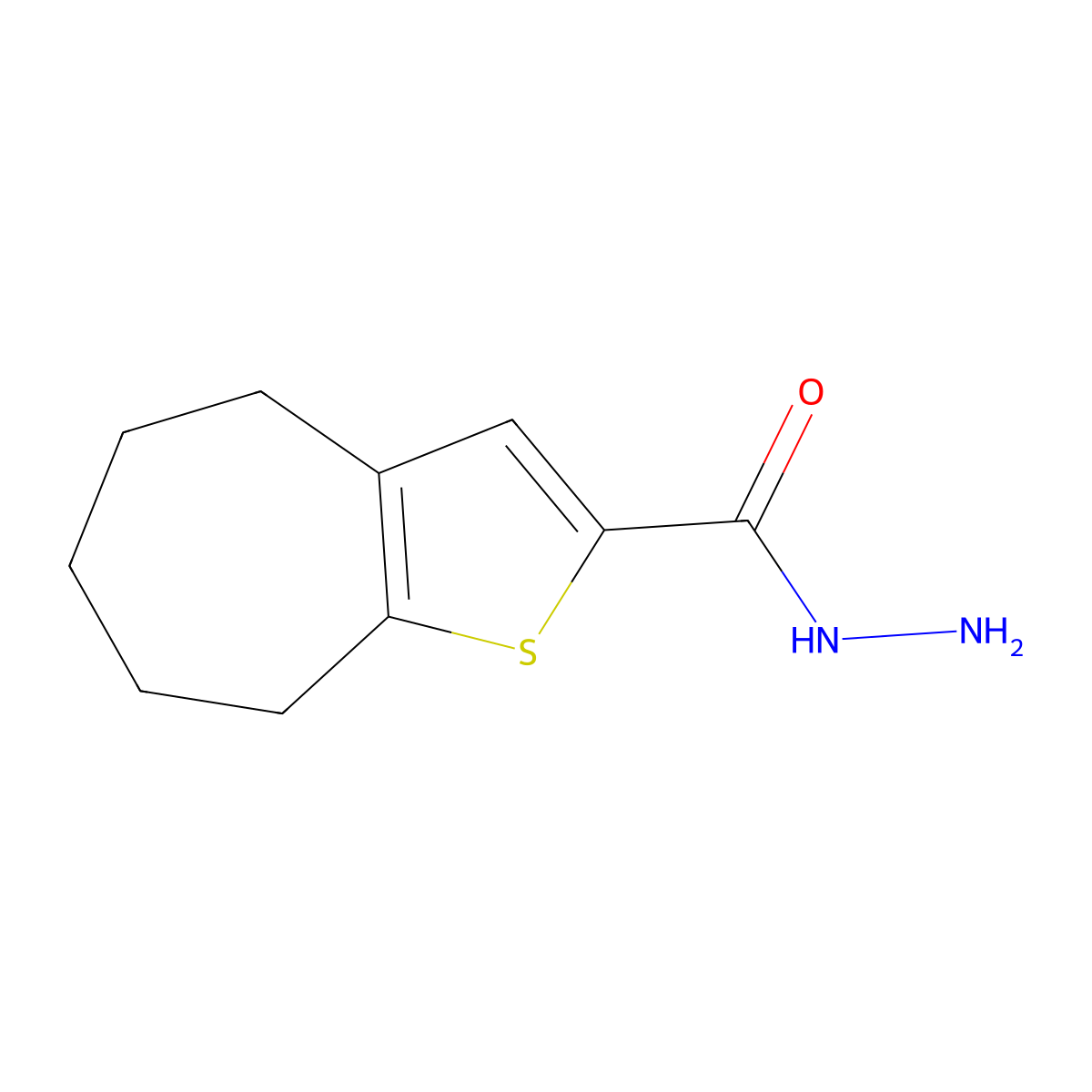 4H,5H,6H,7H,8H-cyclohepta[b]thiophene-2-carbohydrazide molecular structure, CAS 588696-80-4