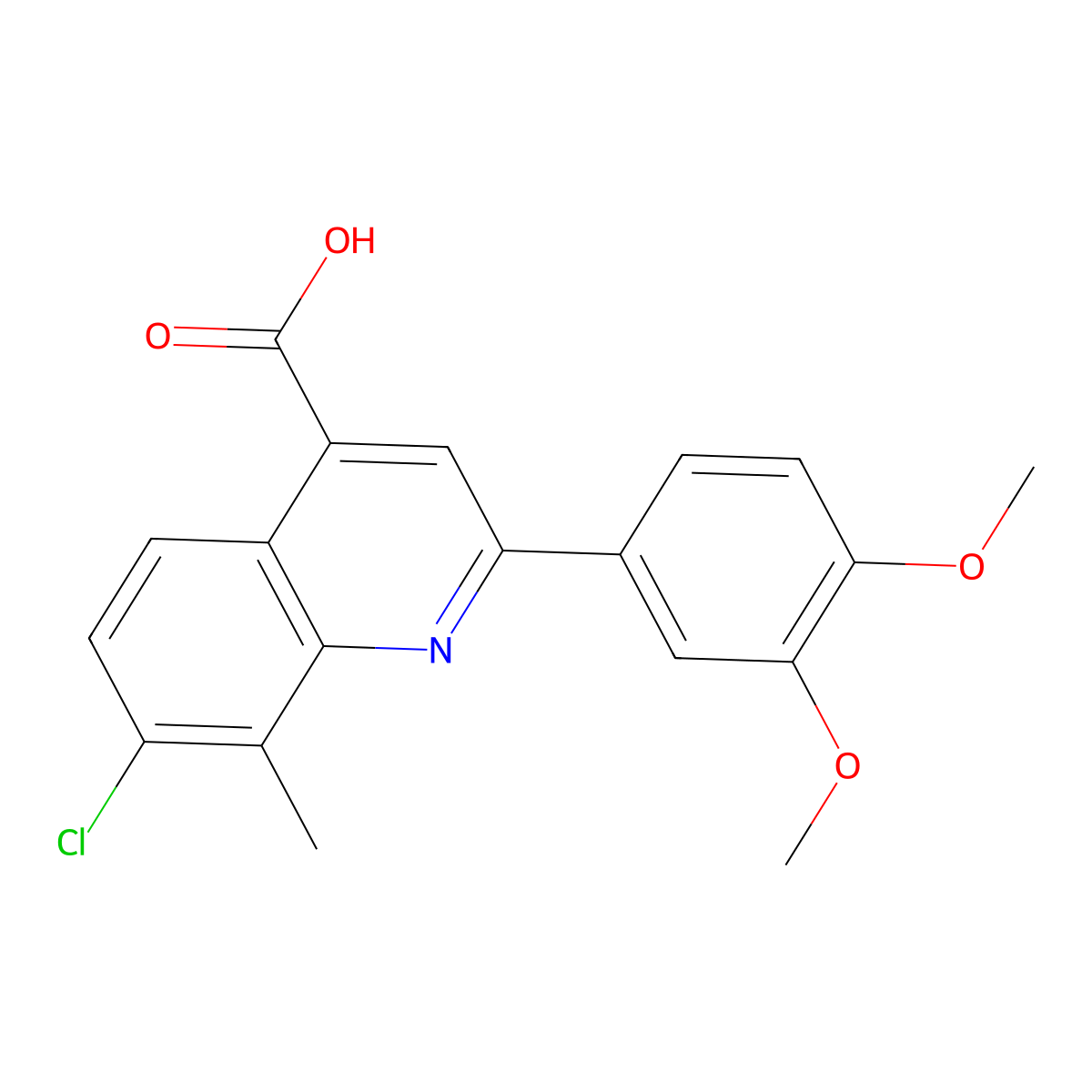 7-Chloro-2-(3,4-dimethoxyphenyl)-8-methylquinoline-4-carboxylic acid molecular structure, CAS 588696-86-0