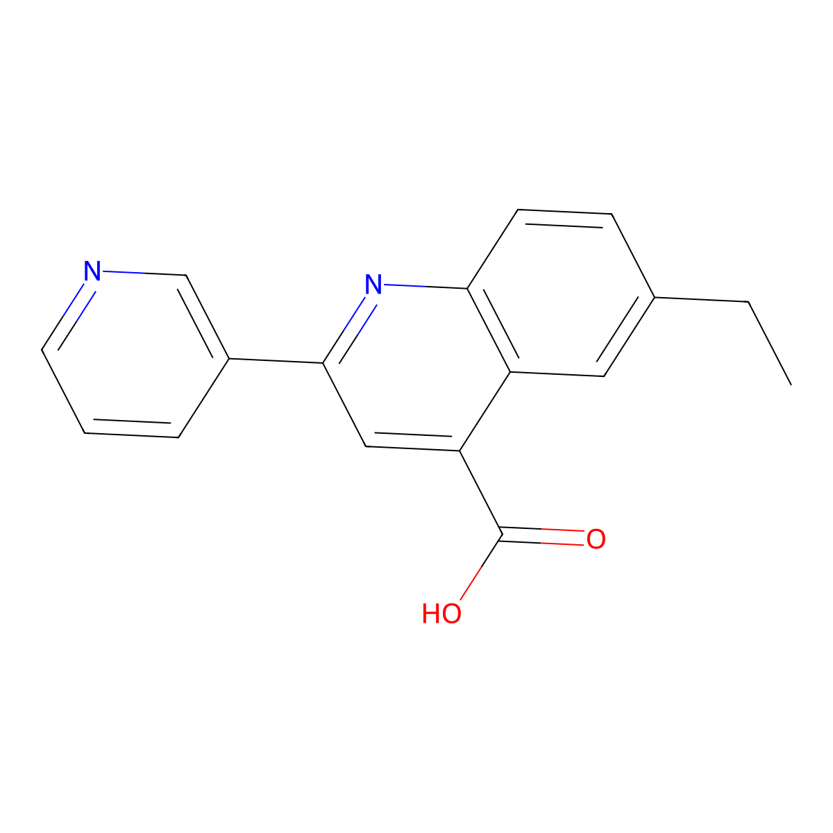 6-Ethyl-2-(3-pyridinyl)-4-quinolinecarboxylic acid molecular structure, CAS 588696-87-1