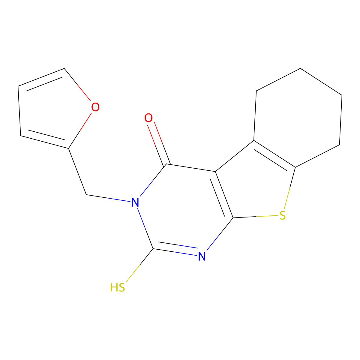 4-(Furan-2-ylmethyl)-5-sulfanyl-8-thia-4,6-diazatricyclo[7.4.0.0,2,7]trideca-1(9),2(7),5-trien-3-one molecular structure, CAS 588696-95-1