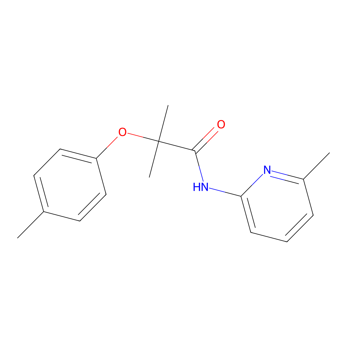 2-methyl-2-(4-methylphenoxy)-N-(6-methylpyridin-2-yl)propanamide molecular structure, CAS 588697-10-3