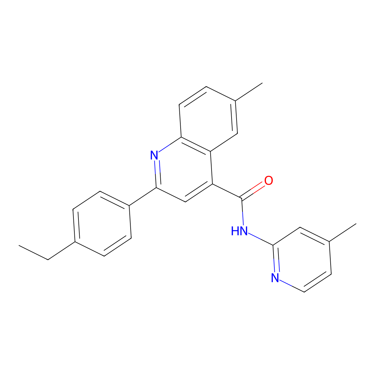2-(4-ethylphenyl)-6-methyl-N-(4-methylpyridin-2-yl)quinoline-4-carboxamide molecular structure, CAS 588697-18-1