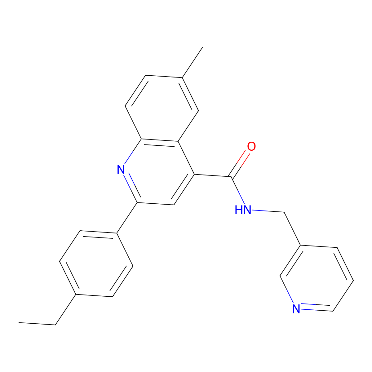 2-(4-ethylphenyl)-6-methyl-N-(pyridin-3-ylmethyl)quinoline-4-carboxamide molecular structure, CAS 588697-19-2