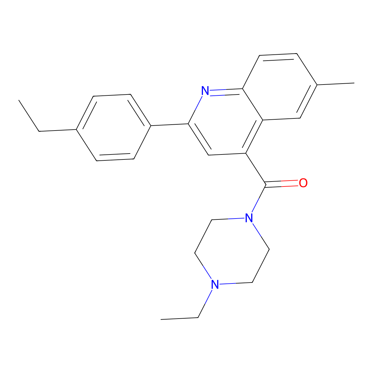 [2-(4-Ethylphenyl)-6-methylquinolin-4-yl]-(4-ethylpiperazin-1-yl)methanone molecular structure, CAS 588697-22-7