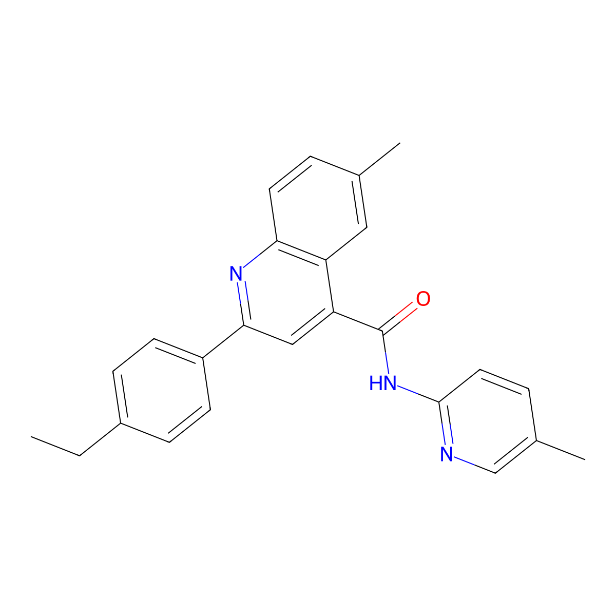 2-(4-ethylphenyl)-6-methyl-N-(5-methylpyridin-2-yl)quinoline-4-carboxamide molecular structure, CAS 588697-26-1