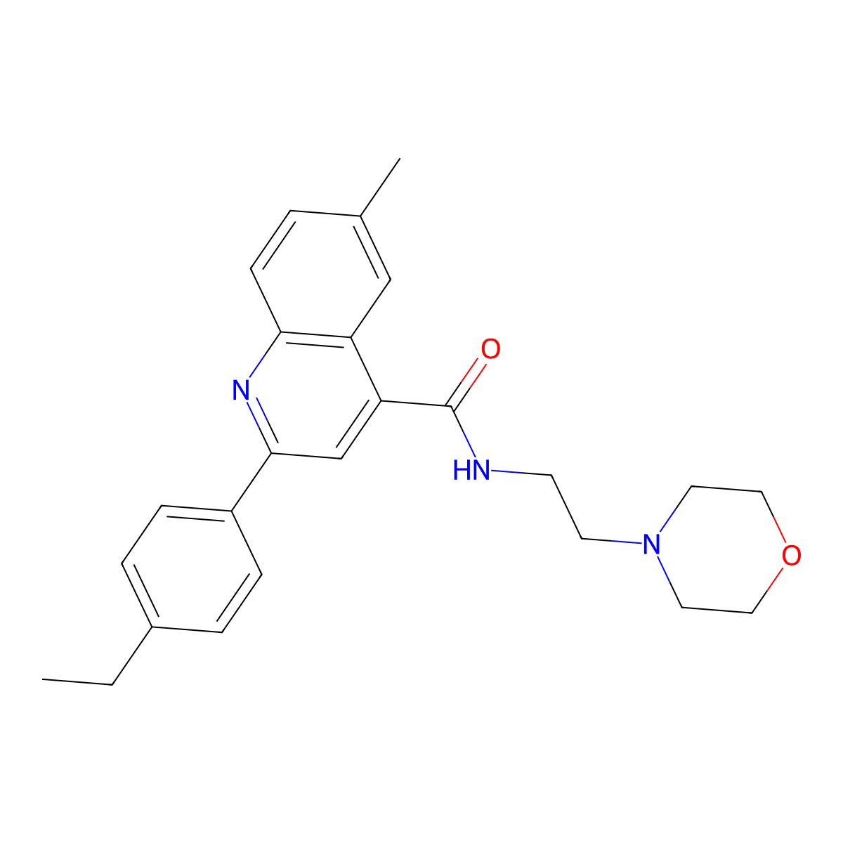 2-(4-ethylphenyl)-6-methyl-N-(2-morpholin-4-ylethyl)quinoline-4-carboxamide molecular structure, CAS 588697-28-3