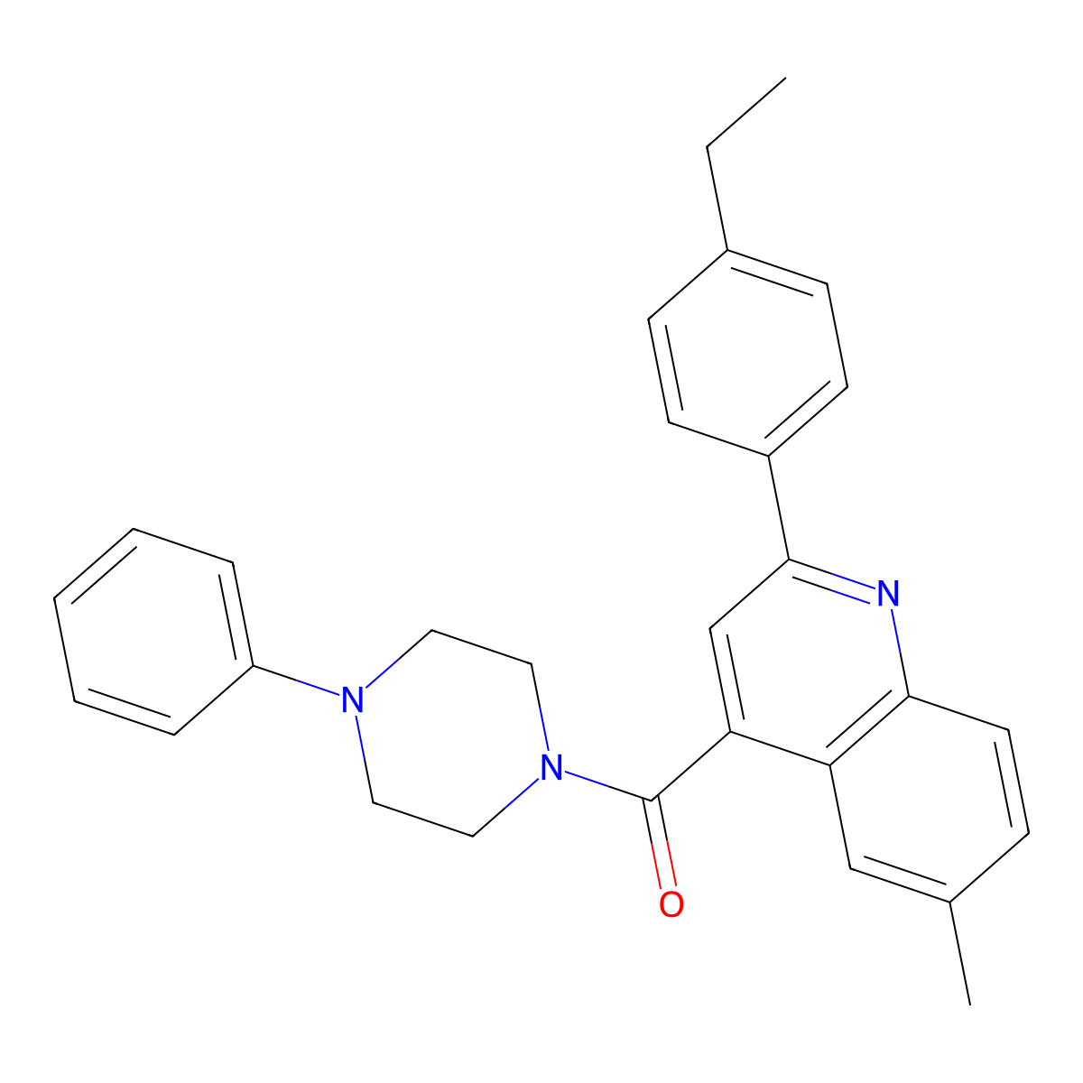 [2-(4-Ethylphenyl)-6-methylquinolin-4-yl]-(4-phenylpiperazin-1-yl)methanone molecular structure, CAS 588697-30-7