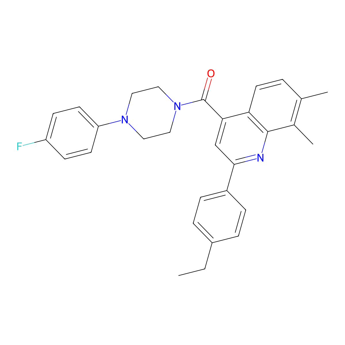 [2-(4-Ethylphenyl)-7,8-dimethylquinolin-4-yl]-[4-(4-fluorophenyl)piperazin-1-yl]methanone molecular structure, CAS 588697-62-5