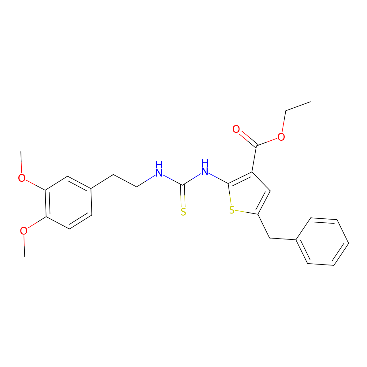 Ethyl 5-benzyl-2-({[2-(3,4-dimethoxyphenyl)ethyl]carbamothioyl}amino)thiophene-3-carboxylate molecular structure, CAS 588697-68-1