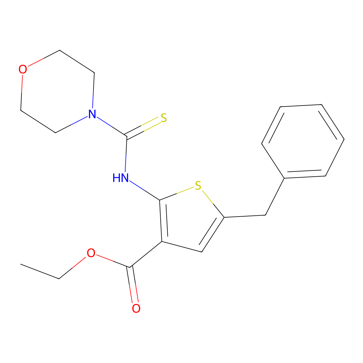 Ethyl 2-[(morpholin-4-ylthioxomethyl)amino]-5-benzylthiophene-3-carboxylate molecular structure, CAS 588697-88-5