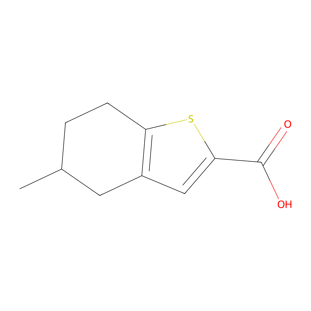 5-Methyl-4,5,6,7-tetrahydro-1-benzothiophene-2-carboxylic acid molecular structure, CAS 588698-05-9
