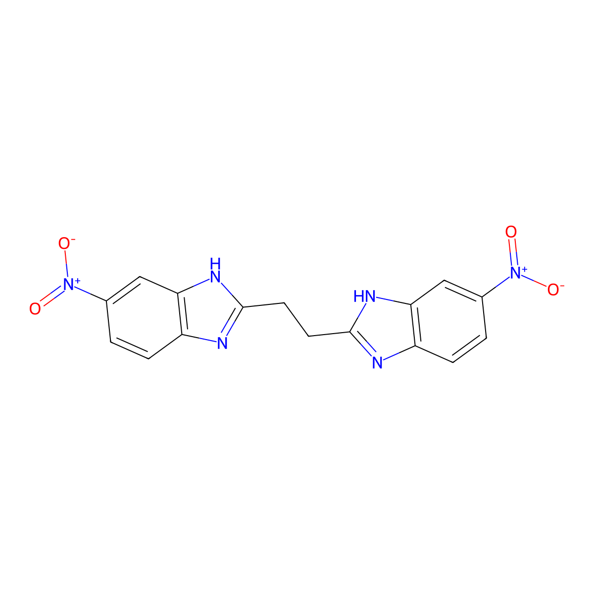 1H-Benzimidazole, 2,2'-(1,2-ethanediyl)bis[5-nitro- molecular structure, CAS 5887-57-0