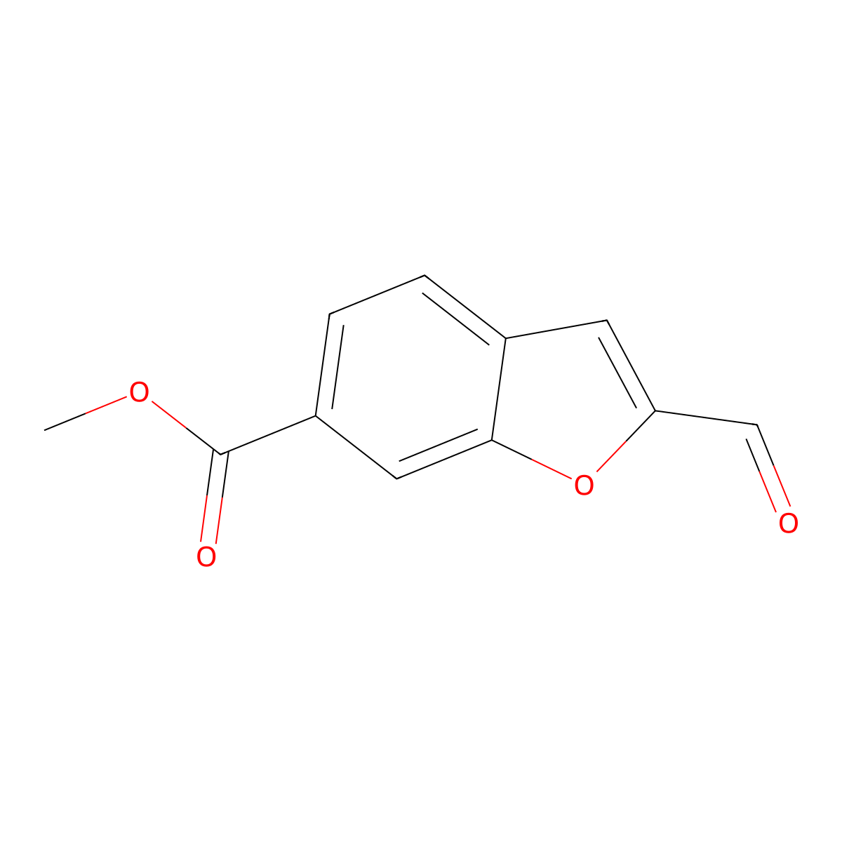 Methyl 2-formyl-1-benzofuran-6-carboxylate molecular structure, CAS 588702-95-8